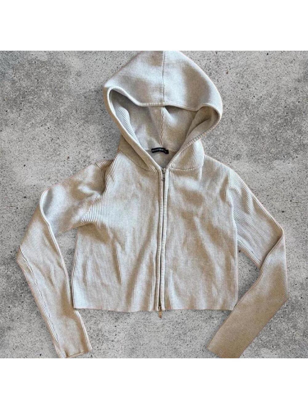 Brandy melville light grey zip up hoodie
